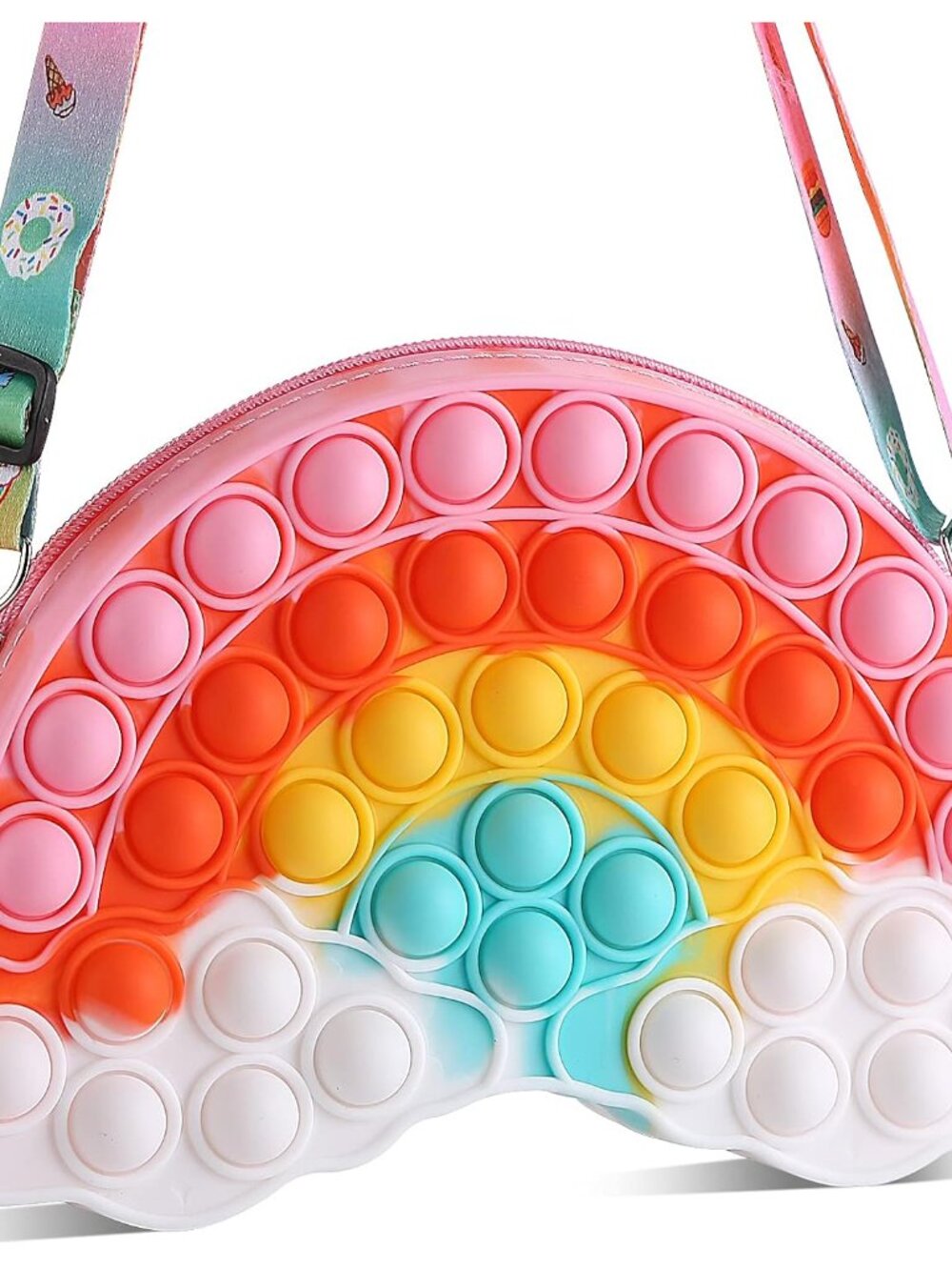 Pop Shoulder Purse Fidget Toys Bag for Girls, Rainbow Clouds Shoulder Bag